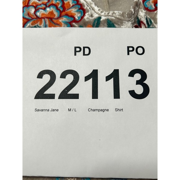 Savanna Jane Velvet Embroidered Tunic Top Kaftan Beige M L Boho - Picture 10 of 10